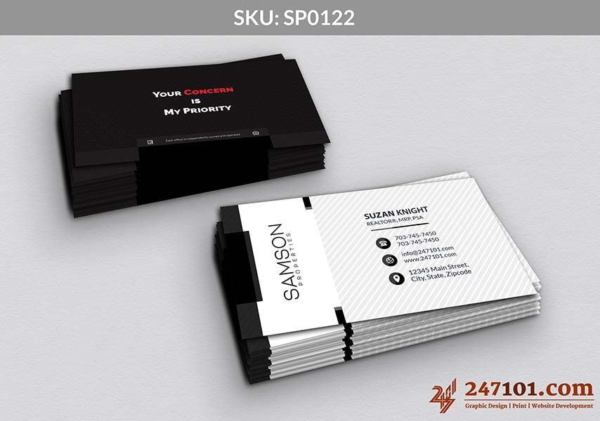Business Cards Samson Properties - Black and White Color Scheme