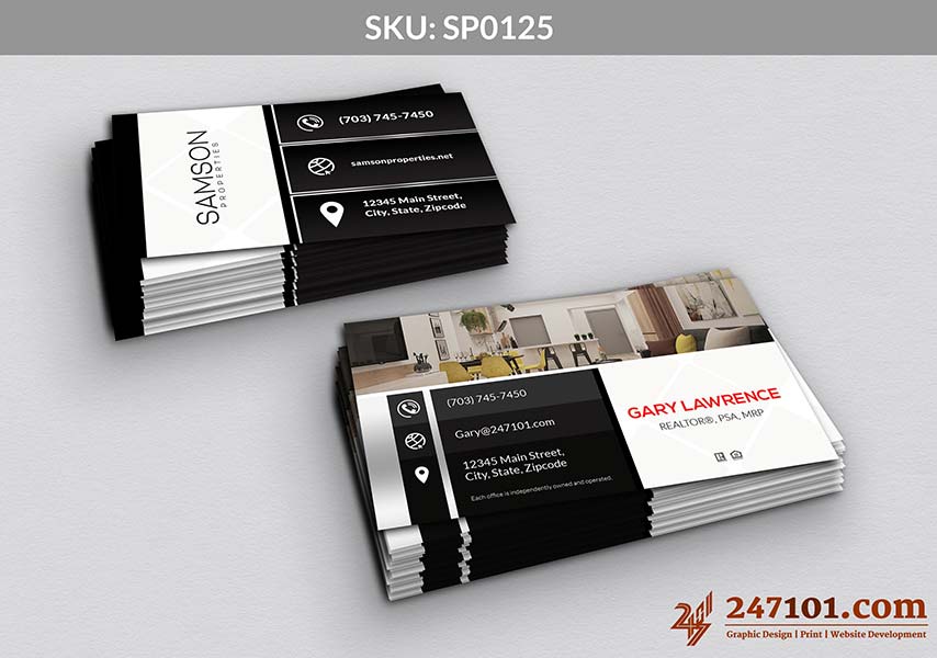 Samson Properties Horizontal Business Cards with Agent Details And Office Details