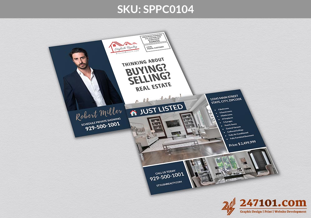 Just Listed - Thinking about Buying or Selling Real Estate Postcard Mailers
