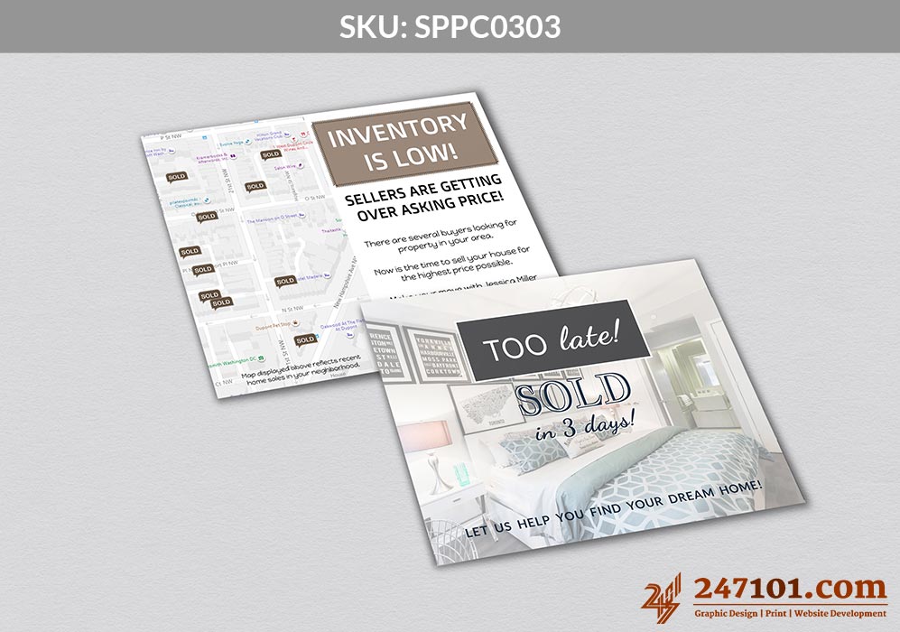 Too Late - Sold in 3 Days - Postcard Mailers for Samson Properties Realtors