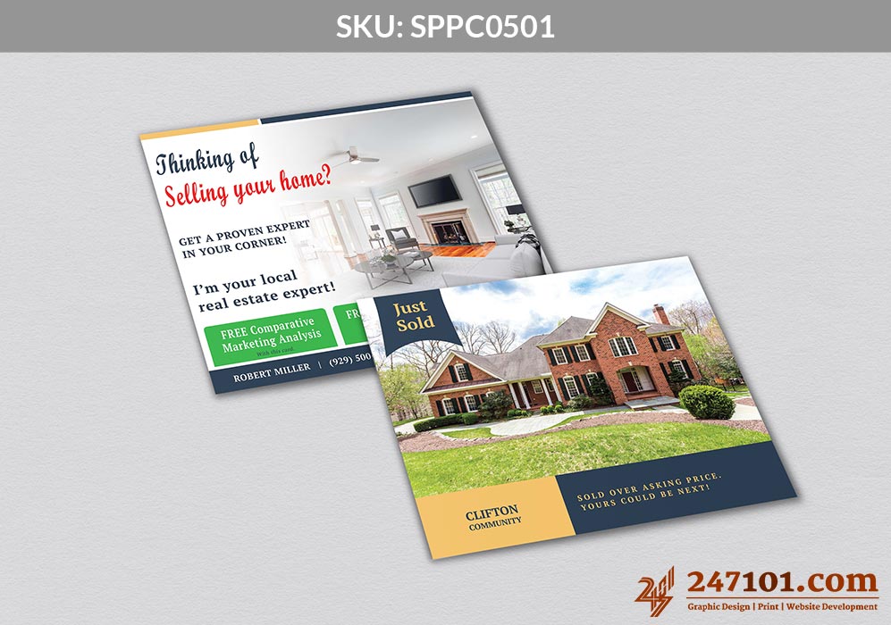 Just Sold and Thinking of Selling Your Home - Postcard Mailer for Your Listing Samson Properties Real Estate Agents