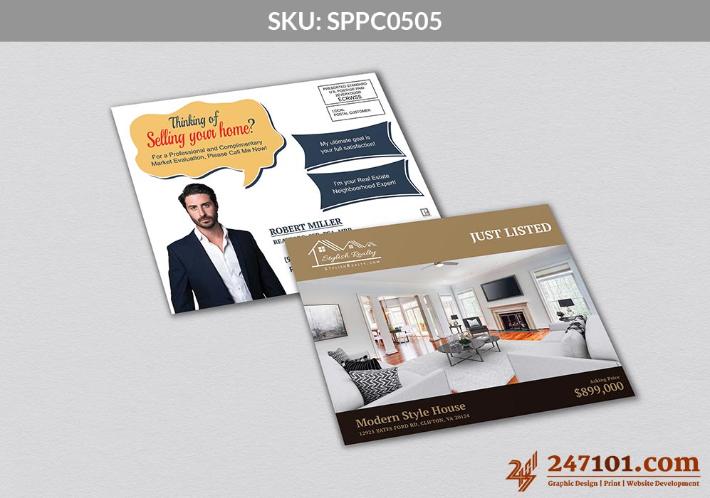 Just Listed - Luxury Business Cards and Modern Style Card for Mailers Samson Properties REALTORS