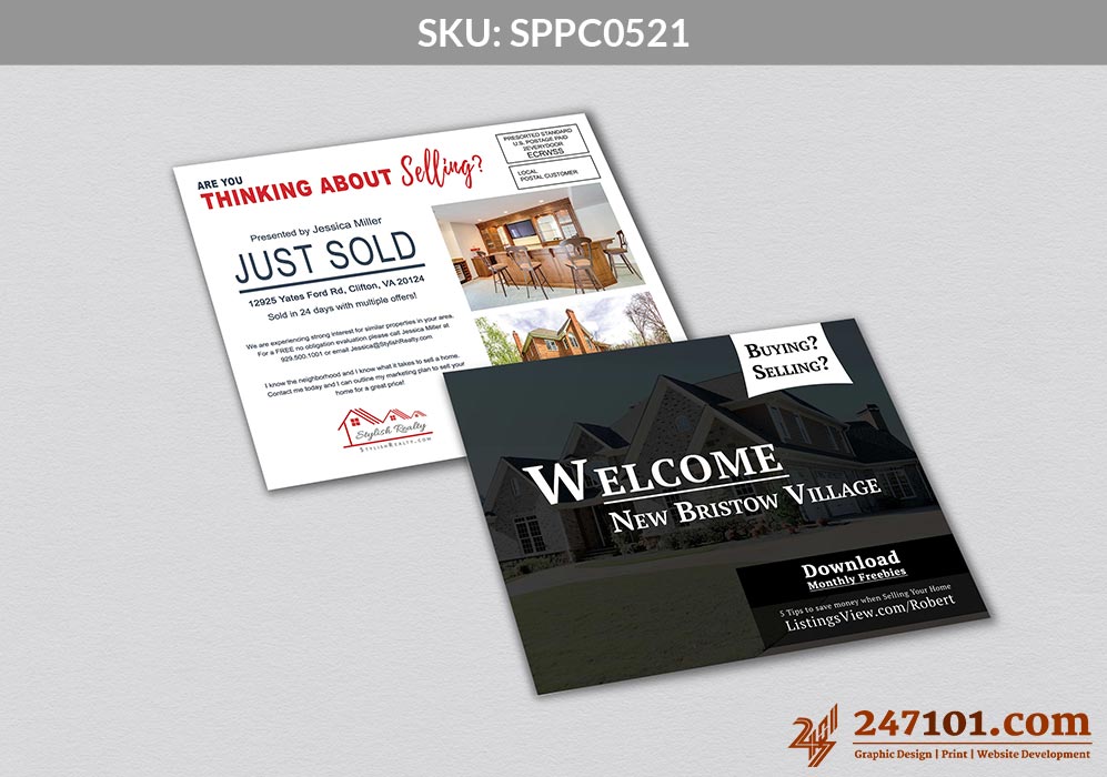 Black and White Color Scheme Postcards for Real Estate Agents at Samson Properties
