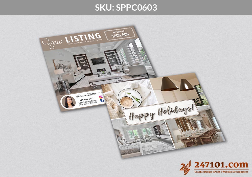 New Listings - Happy Holidays Mailers for Real Estate Agents at Samson Properties