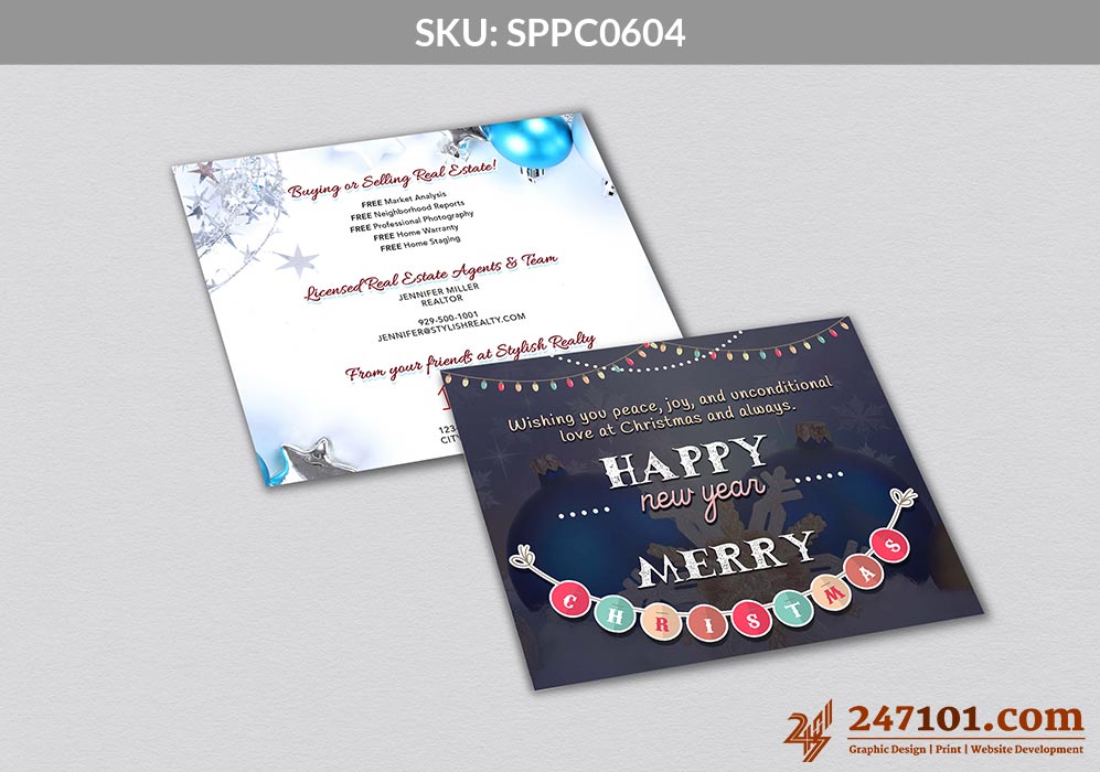 Happy New Year Merry Christmas Mailers for Real estate Agents at Samson Properties
