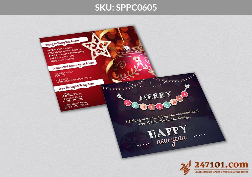 Happy New Year Merry Christmas Mailers for Real estate Agents at Samson Properties