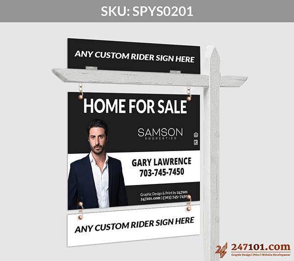 Home For Sale Sign for Samson Properties with Agent Profile Photo