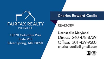 Charles Coello - Business Cards for Fairfax Realty Premier Agent
