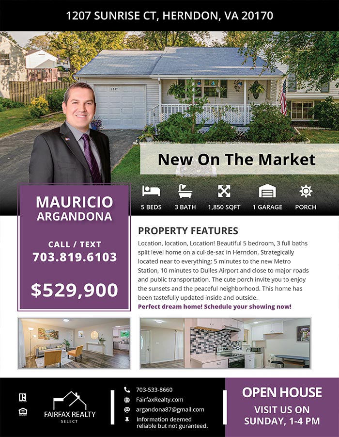Realtors Just Listed Flyers for Fairfax Realty