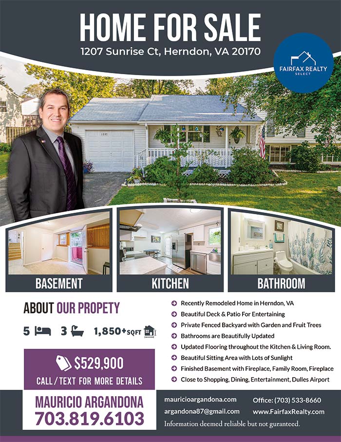 Realtors Just Listed Flyers for Fairfax Realty