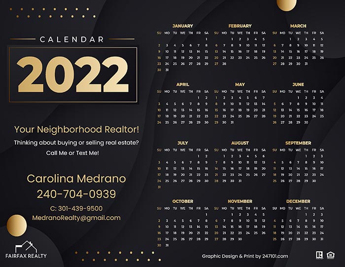 Realtors Calendars for Fairfax Realty