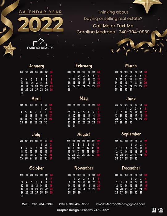 Realtors Calendars for Fairfax Realty