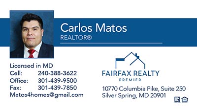 Realtors Business Cards for Fairfax Realty - Carlos Matos