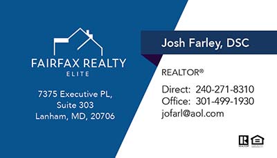 Business Cards for Fairfax Realty Elite Agent - Josh Farley
