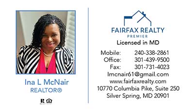 Business Cards for Fairfax Realty Premier Agent - Ina L McNair