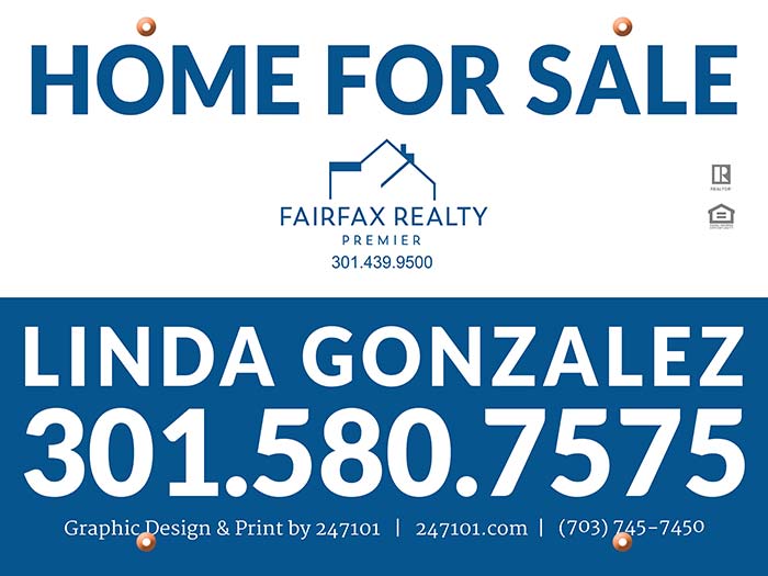 Realtors Yard Hanging Signs for Fairfax Realty Agent - Linda Gonzalez