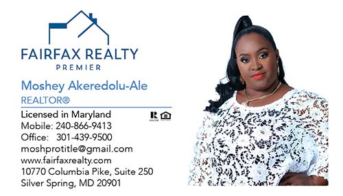 Business Cards for Fairfax Realty Premier Agents - Mosebolatan Akeredolu Ale