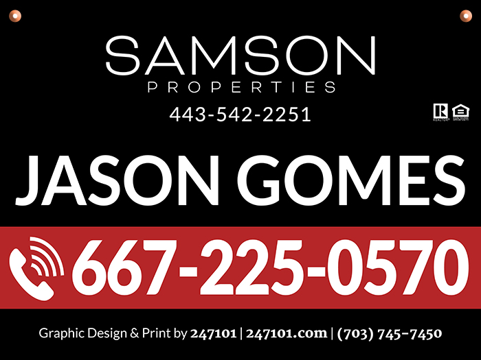 Samson Properties - Yard Sign for Real Estate Agents - Jason Gomes