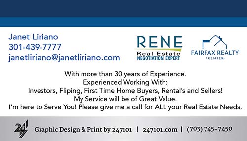 Business Cards for Fairfax Realty Premier Agents - Janet Liriano