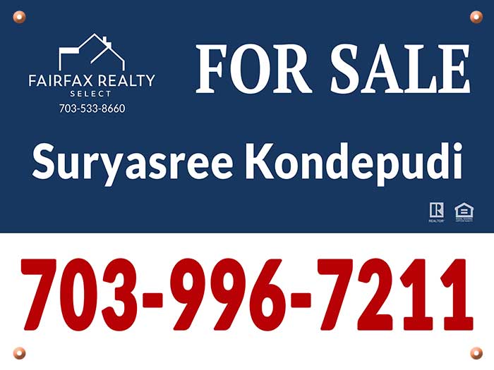 Fairfax Realty For Sale Sign Suryasree Kondepudi