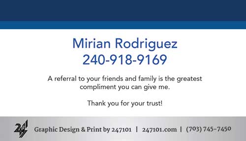 Fairfax Realty Premier Business Cards Mirian Rodriguez Back