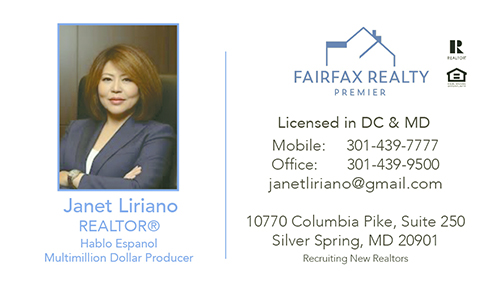 Fairfax Realty Premier Business Cards Janet Liriano v6-Pic-Front