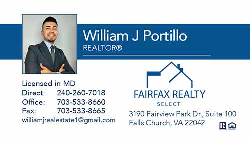 Fairfax Realty Business Cards William Portillo