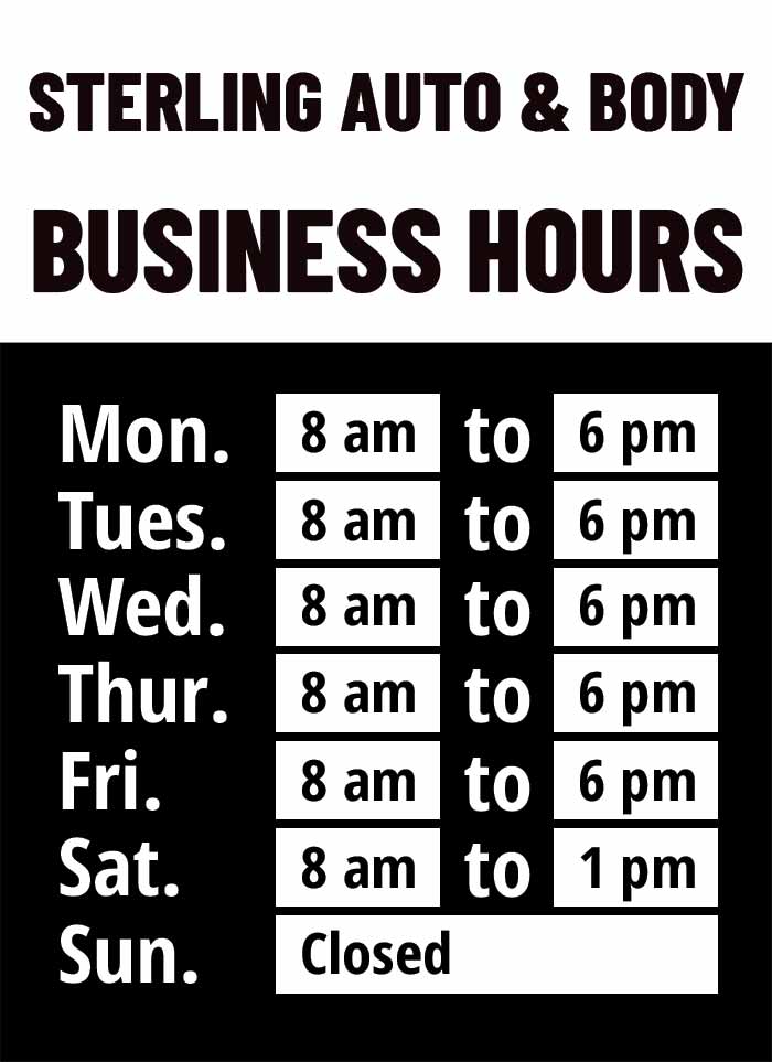 Sterling Auto Body Business Hours 247101